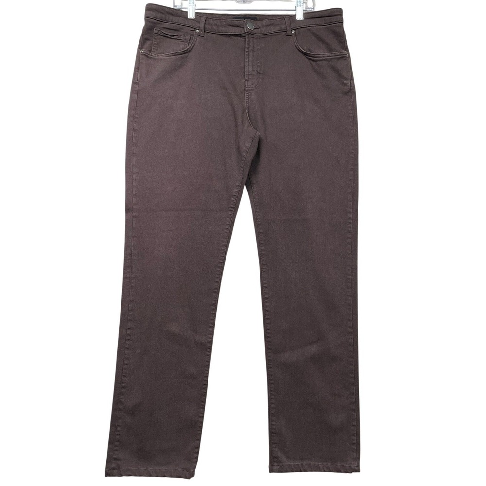 Rye 51 Pants Men 38 Brown Teak SEO Straight Leg Stretch Casual 5-Pocket Denim